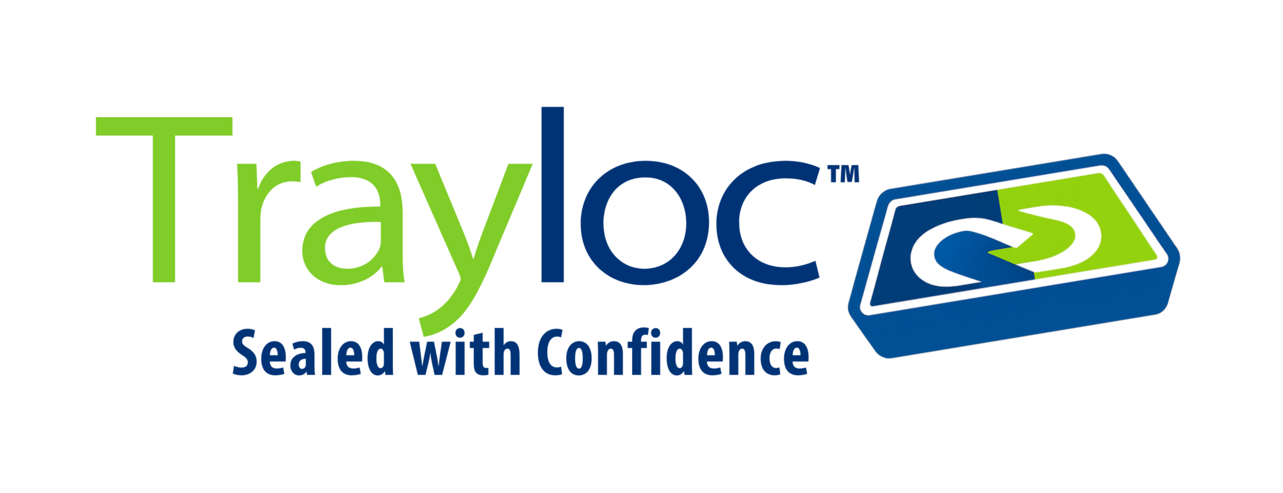 Trayloc logo featuring the words 'Trayloc' with a blue and green card graphic and the tagline 'Sealed with Confidence'